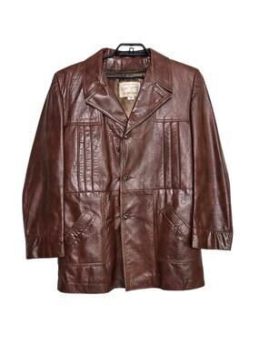 Vintage 1970s Grais Nappa Leather Jacket Mens 40 Reg Angel Skin Retro USA Brown